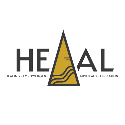 HEAL logo with text Healing, Empowerment, Advocacy, Liberation.
